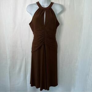 Y2k Nine‎ West Dress Brown Fit And Flare Keyhole Cutout Bodice Size 4